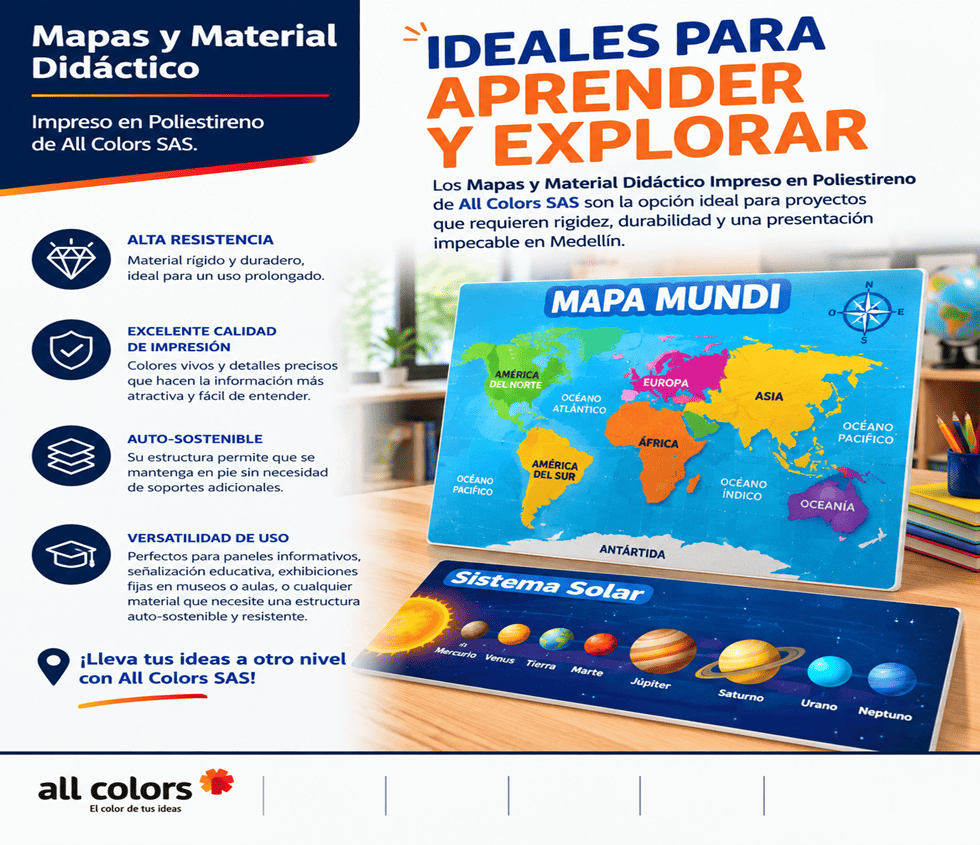 Mapas y Material didáctico impreso en Poliestireno