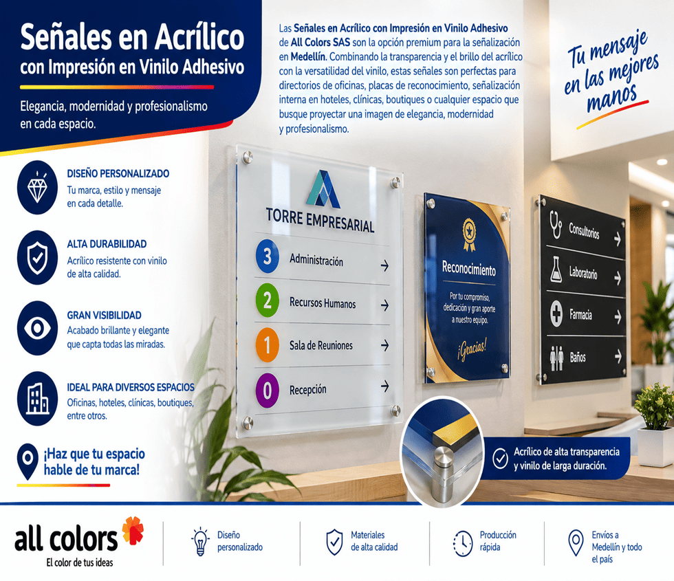 Señales en Acrílico y Vinilo